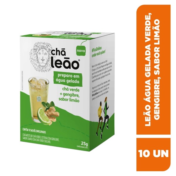 Encontraproduto.com.br - Chá Verde Leão Gelado Gengibre e limão Caixeta com 25g