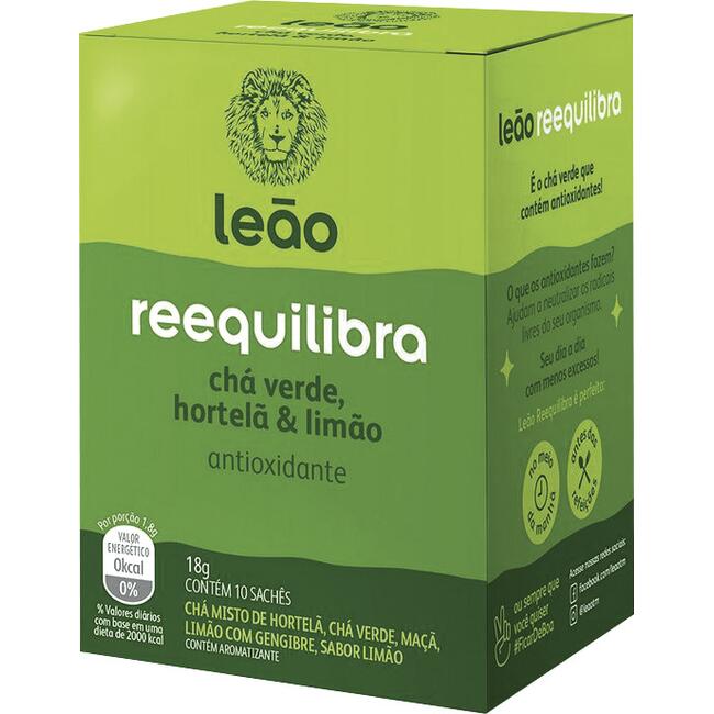Encontraproduto.com.br - Chá Leão Reequilibra Verde, Hortelã e Limão 18g Com 10 Sachês