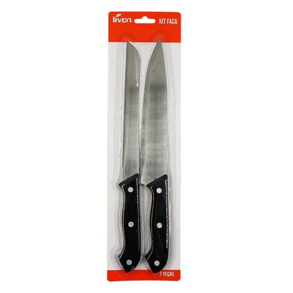 Kit Facas 2 Peças 32cm em Aço Inox Livon