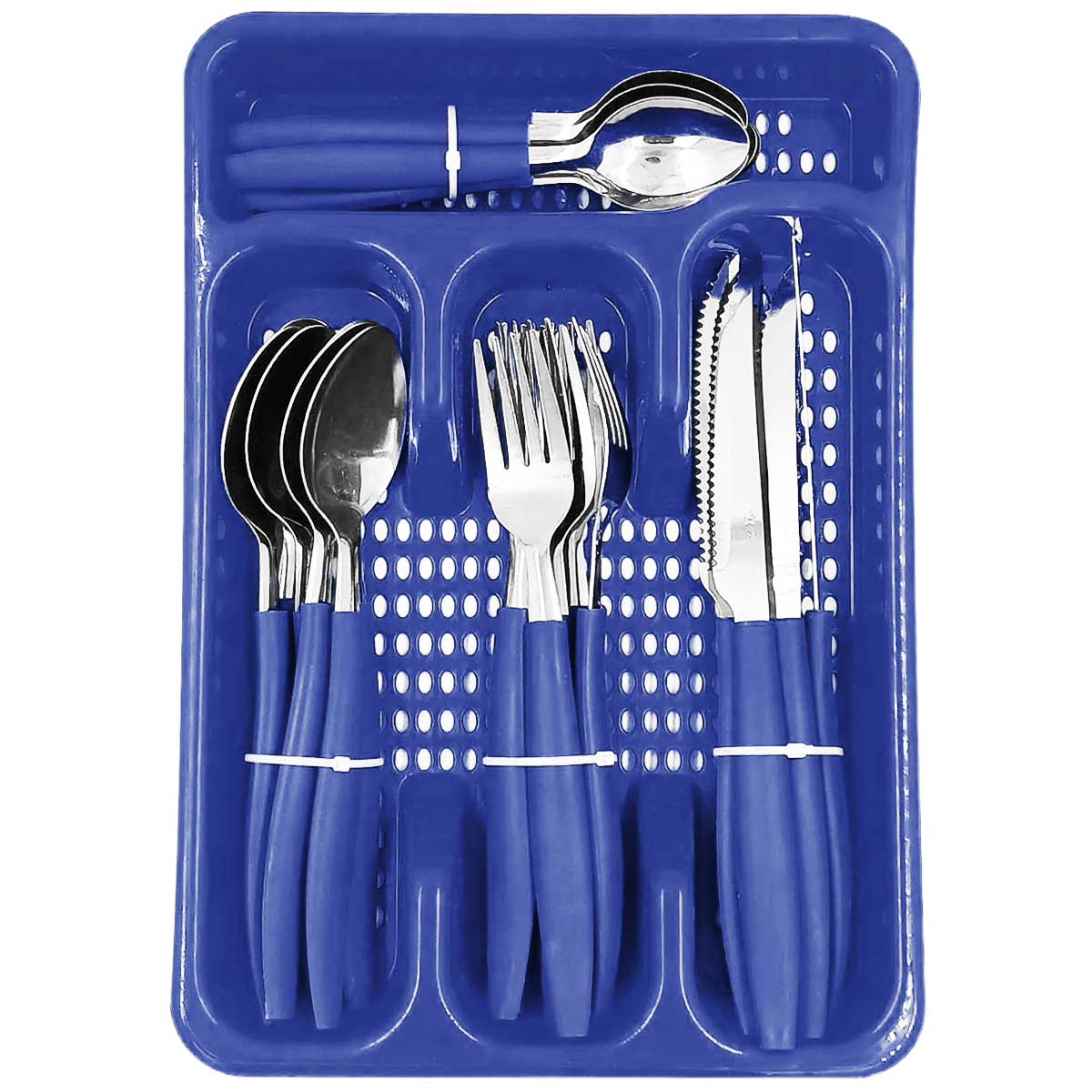 Encontraproduto.com.br - Jogo De Talheres C/ Porta Talher 24 Peças Em Aço Inox Livon