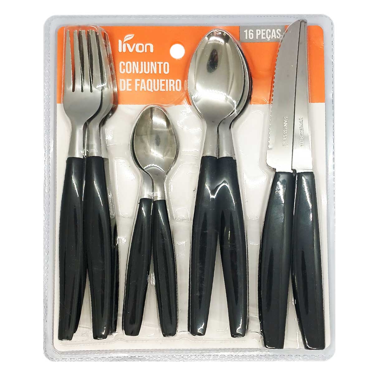 Jogo de Talheres Color 16 Peças em Aço Inox Livon