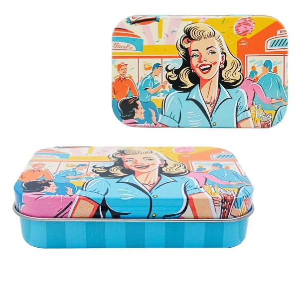 Lata Estampada Retangular 9,5x6cm em Metal Livon
