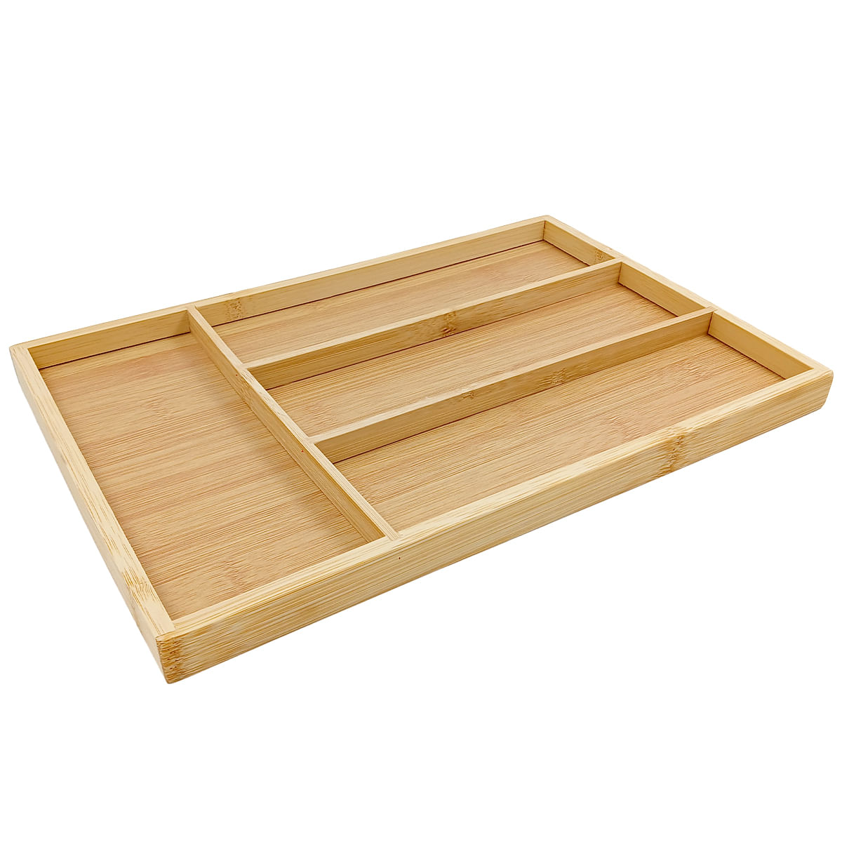 Encontraproduto.com.br - Porta Talheres C/ Divisórias 33x22cm em Bambu Livon
