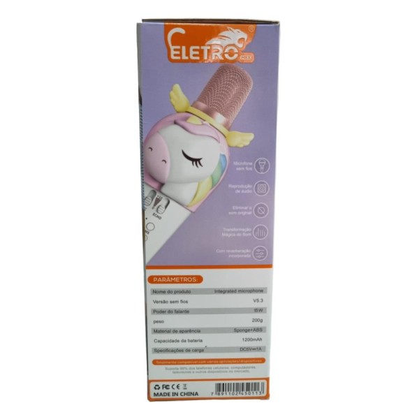 Encontraproduto.com.br - Microfone Sem Fio Bluetooth/karaokê (unicórnio) El-5011