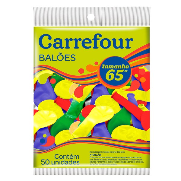 Balão Liso Nº: 6,5 Sortidos Carrefour 50 Unidades