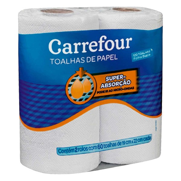 Encontraproduto.com.br - Papel Toalha Branco Carrefour 2 Unidades