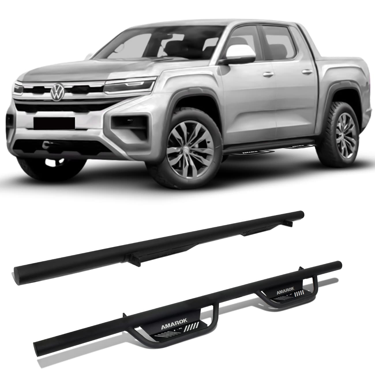 Estribo Lateral Amarok 2010 a 2022 Cabine Dupla Preto Tubular