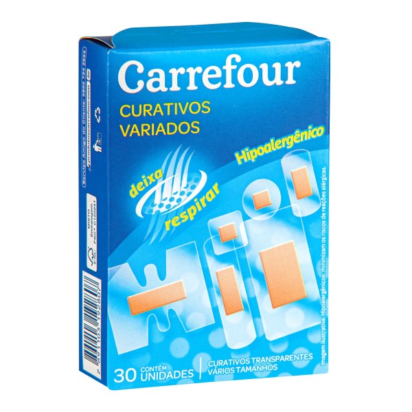 Curativos Adesivos Carrefour com 30 Unidades