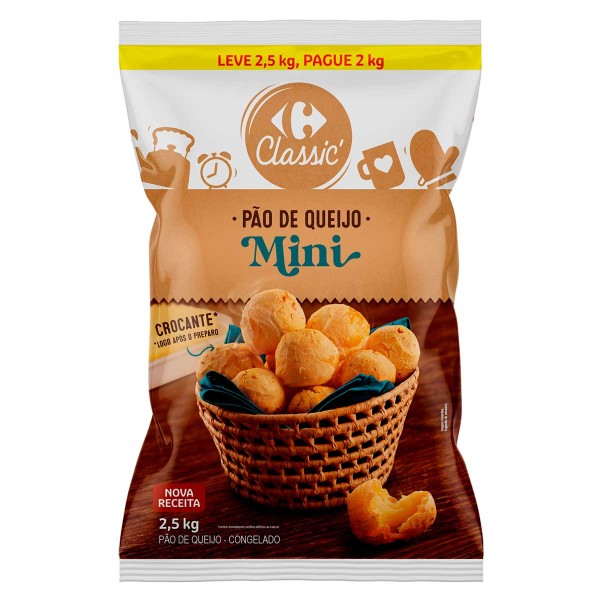 Encontraproduto.com.br - Pão de queijo congelado mini Carrefour Leve 2,5 kg Pague 2 kg