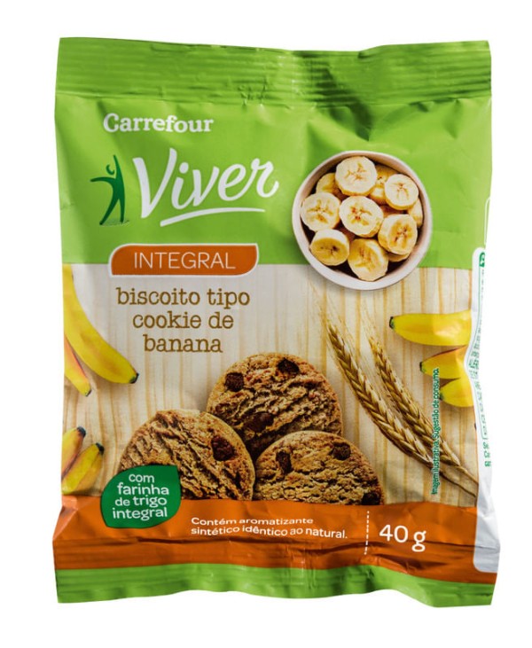 Encontraproduto.com.br - Cookie Integral de Banana Carrefour Viver 40g