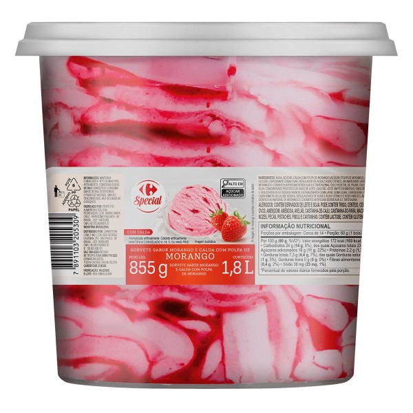 Encontraproduto.com.br - Sorvete com Calda de Morango Carrefour 1,8 Litros
