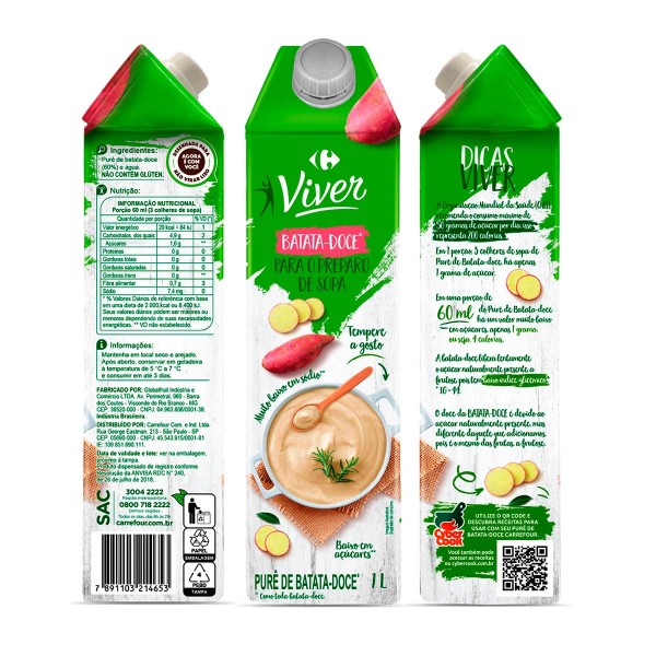 Encontraproduto.com.br - Sopa de Batata Doce Integral Viver 1 Litro