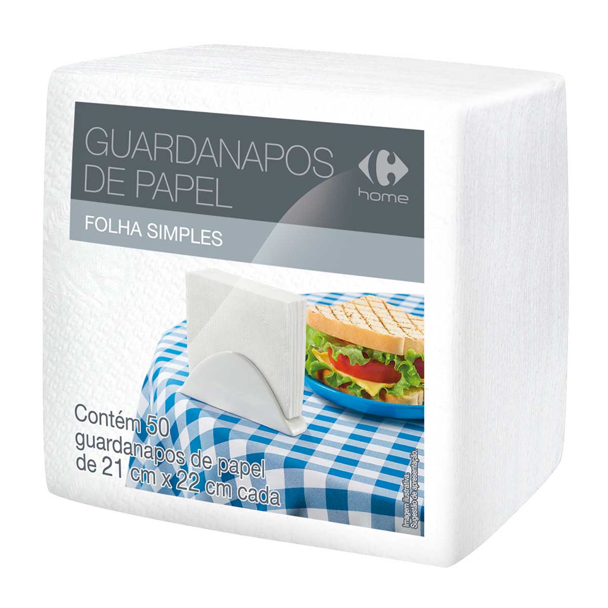 Encontraproduto.com.br - Guardanapo Folha Simples Pequeno Carrefour com 50 Unidades