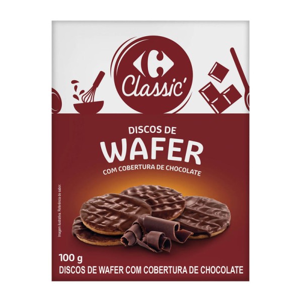 Encontraproduto.com.br - Discos Wafer de Chocolate Carrefour Classic 100 g