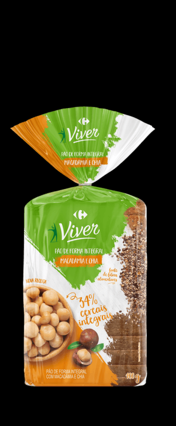 Encontraproduto.com.br - Pão de Forma Integral Macadâmia e Chia Viver 400 g