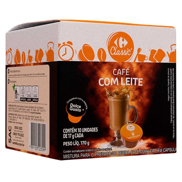 Encontraproduto.com.br - Café Com Leite Carrefour Classic Dolce Gusto 10 Unidades