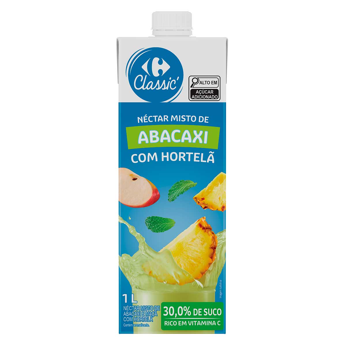 Néctar Misto Sabor Abacaxi com Hortelã Carrefour Classic 1L