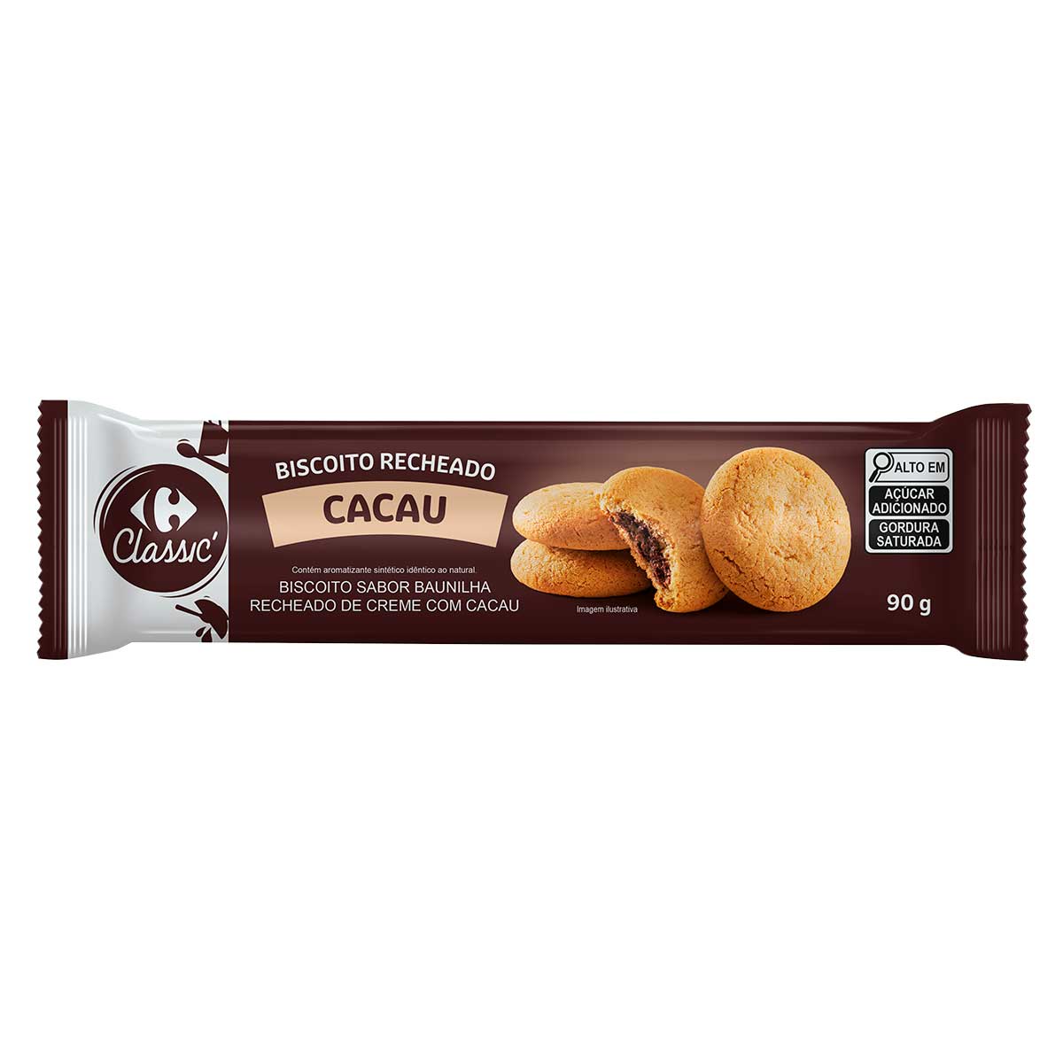Biscoito Recheado Baunilha e Chocolate  Carrefour Classic Grisbi 90g