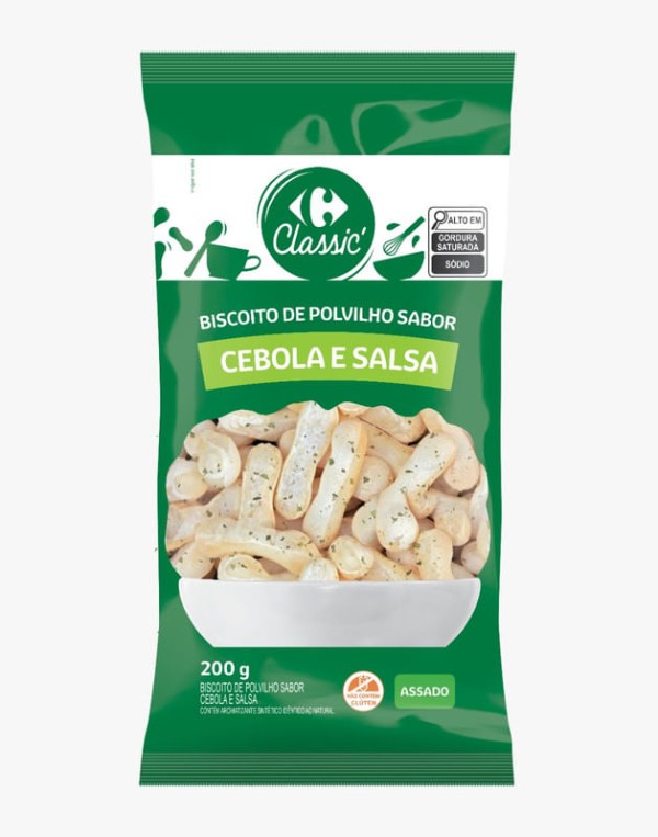 Encontraproduto.com.br - Biscoito de Polvilho Sabor Cebola e Salsa Carrefour Classic 200g