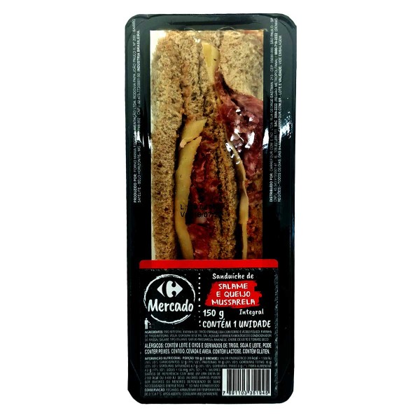 Encontraproduto.com.br - Sanduíche Integral de Salame com Mussarela Carrefour Mercado 150g