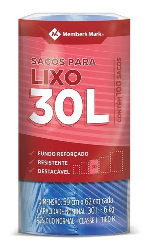 Saco de Lixo Reforçado Carrefour Essential Preto com 100 Unidades de 50 Litros