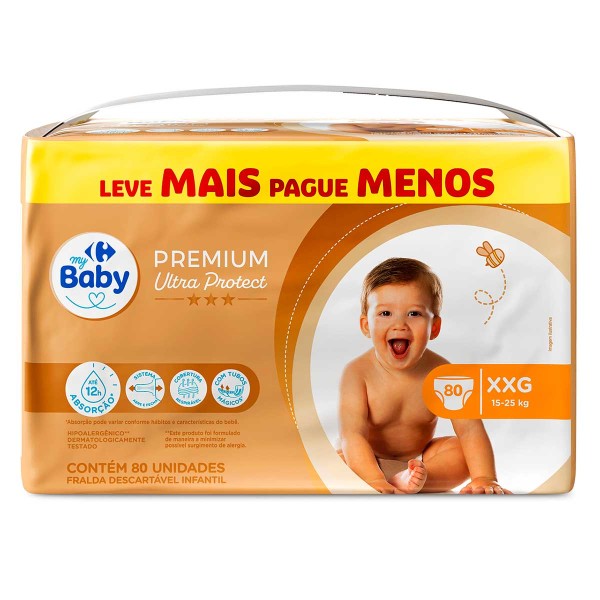 Fralda Infantil Carrefour My Baby XXG 80 Unidades