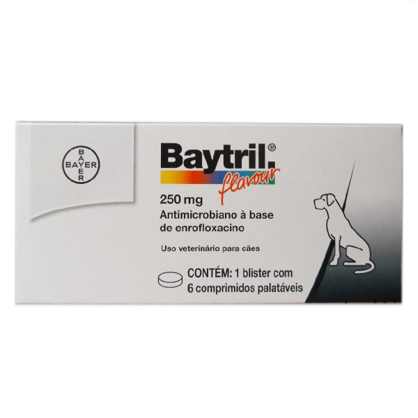 Antimicrobiano Baytril Flavour 250mg - 6 Comprimidos