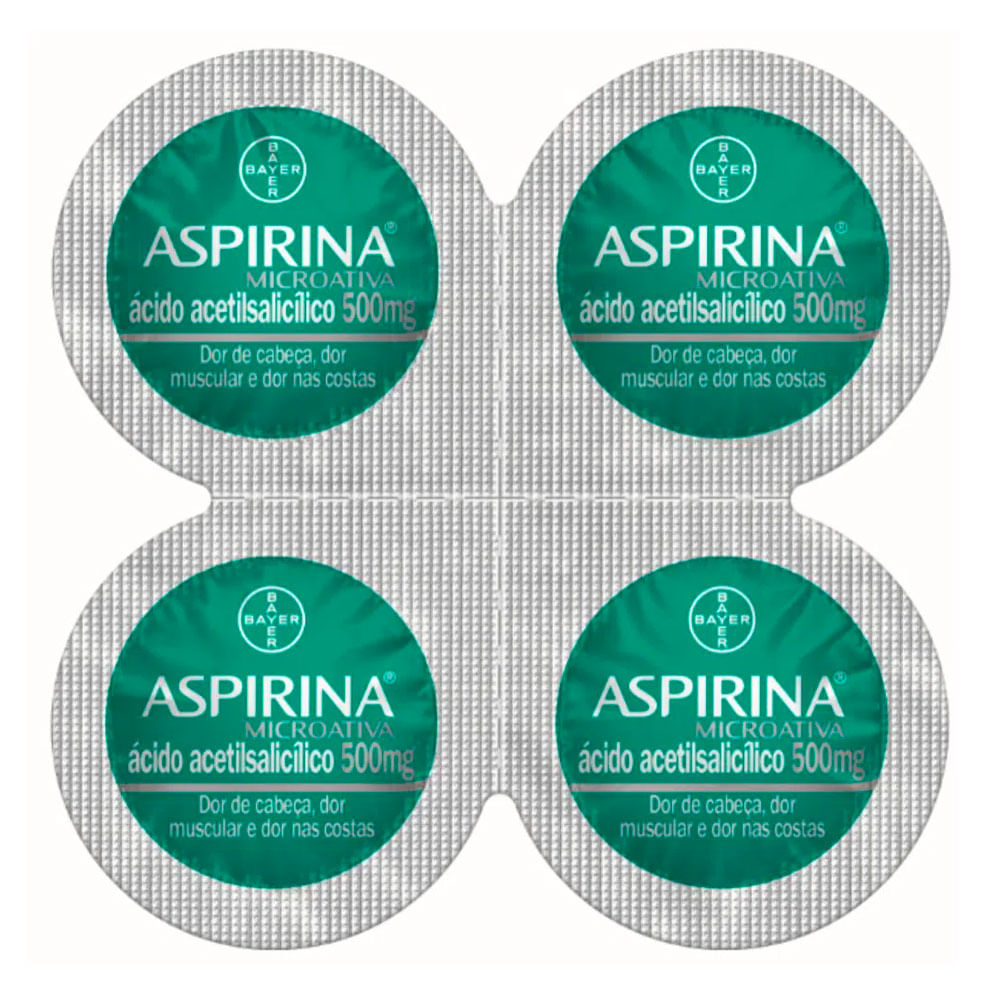 Analgésico, Anti-inflamatório e Antitérmico Aspirina Microativa 500mg 4 Comprimidos Revestidos de Liberação Modificada