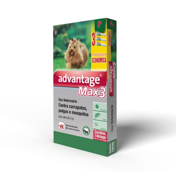 Advantage Max3 Combo - Para Cães até 4 kg - 3 pipetas