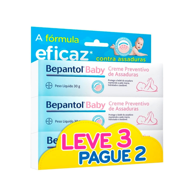 Encontraproduto.com.br - Creme Preventivo De Assaduras Para Bebes Bepantol Baby 30g 3 Unidades