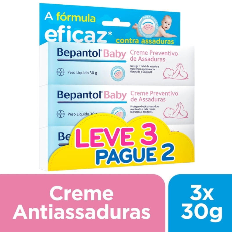 Encontraproduto.com.br - Creme Preventivo De Assaduras Para Bebes Bepantol Baby 30g 3 Unidades