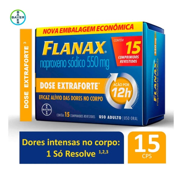 Encontraproduto.com.br - Analgesico Flanax 550mg Bayer Dores Intensas Com 15 Comprimidos  (embalagem Economica)