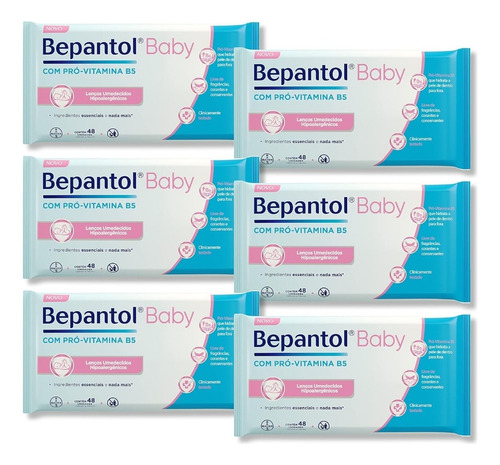 Bepantol Baby Sem/frag Lenço Umedecido Kit 6unids 288 Lenços