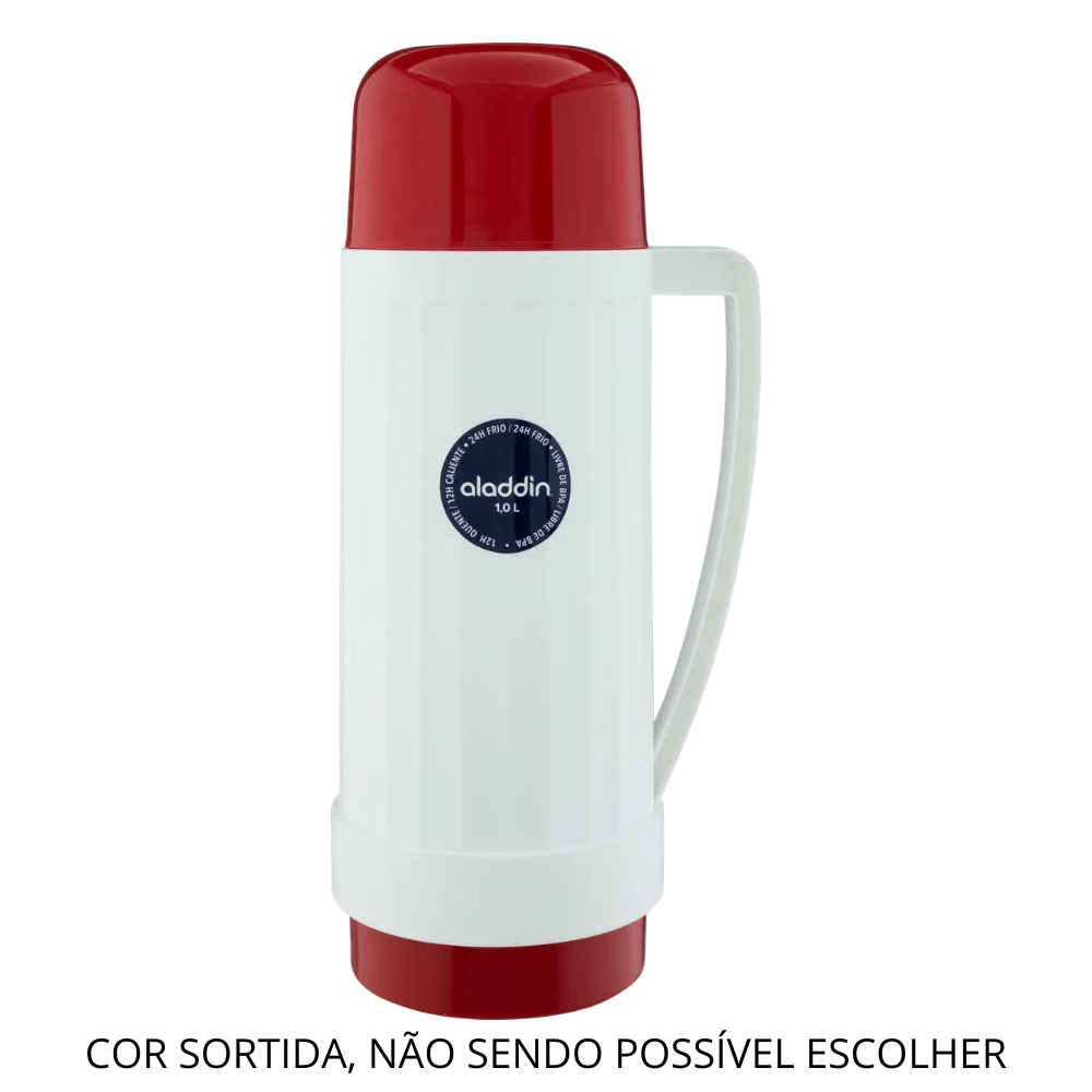 Encontraproduto.com.br - Garrafa Térmica Continental Branco/Preto 1l Aladdin