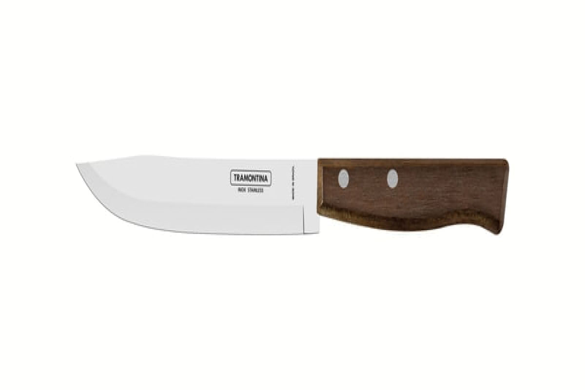 Faca Para Cozinha Tradicional Com Lâmina Em Aço Inox E Cabo Em Madeira Natural 6