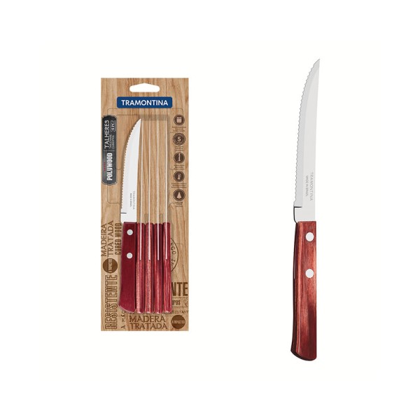 Encontraproduto.com.br - Conjunto de Facas para Churrasco Tramontina Polywood 6 Pecas