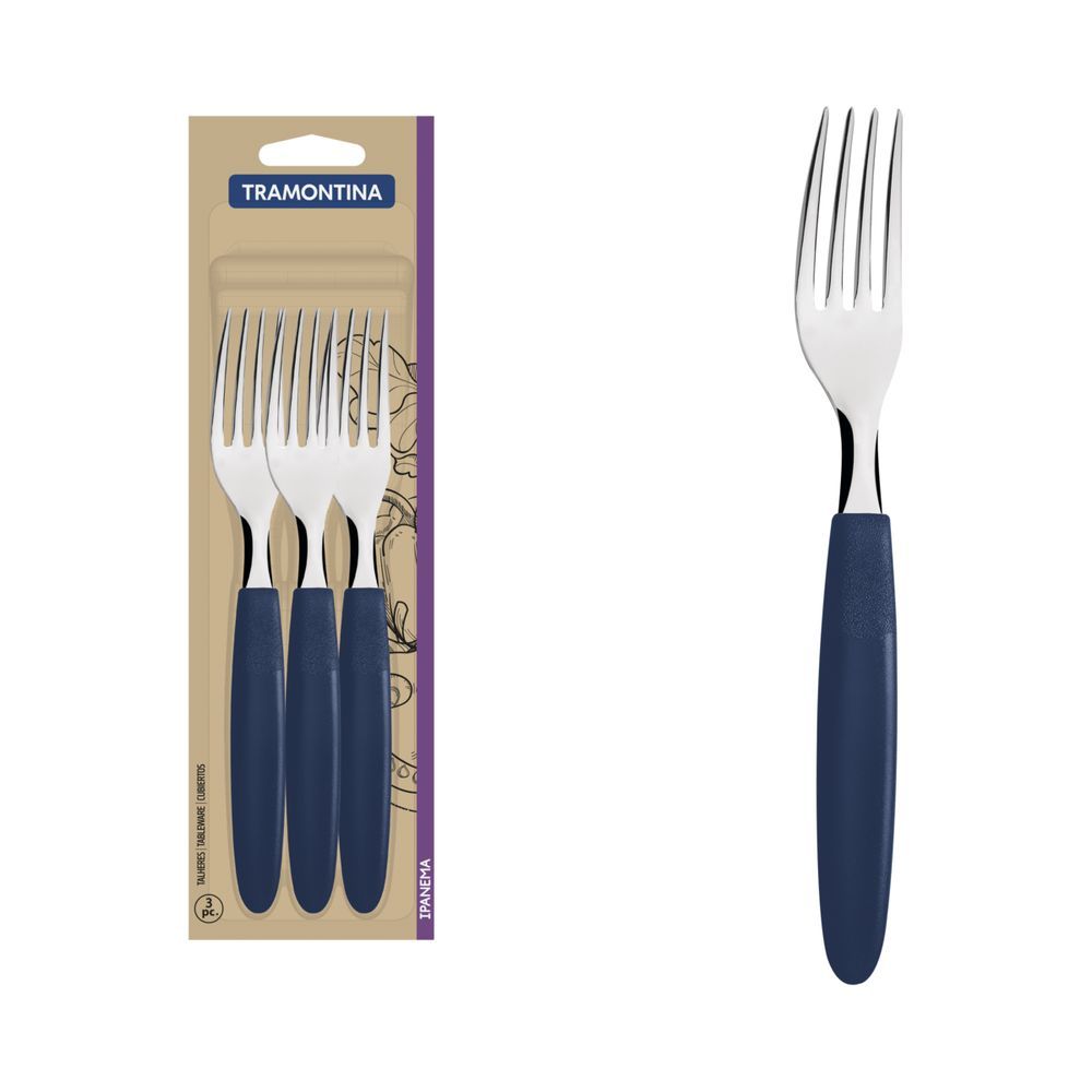 Encontraproduto.com.br - Garfo Tramontina Ipanema Mesa Azul Com 3 Unidades R23362