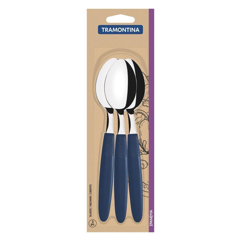 Encontraproduto.com.br - Colher Tramontina Ipanema Mesa Azul Com 3 Unidades