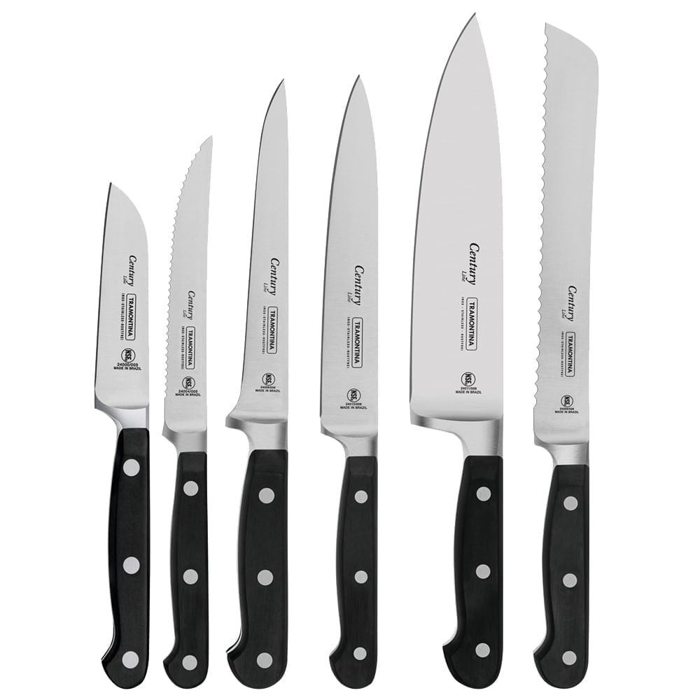 Encontraproduto.com.br - Jogo de Facas Tramontina Century em Inox com Suporte 7 Pecas