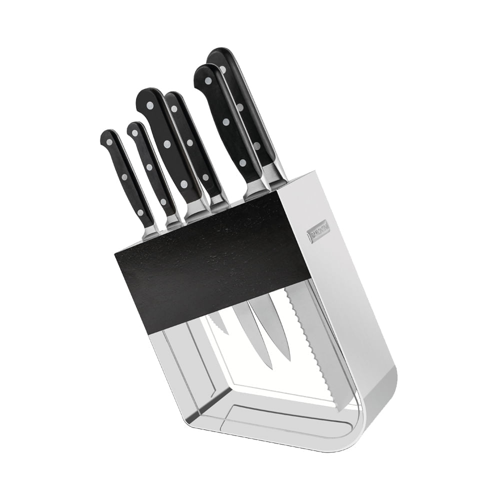 Encontraproduto.com.br - Jogo de Facas Tramontina Century em Inox com Suporte 7 Pecas