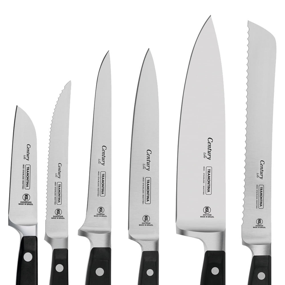 Encontraproduto.com.br - Jogo de Facas Tramontina Century em Inox com Suporte 7 Pecas