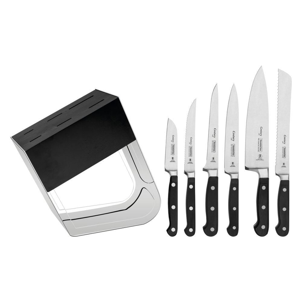 Encontraproduto.com.br - Jogo de Facas Tramontina Century em Inox com Suporte 7 Pecas