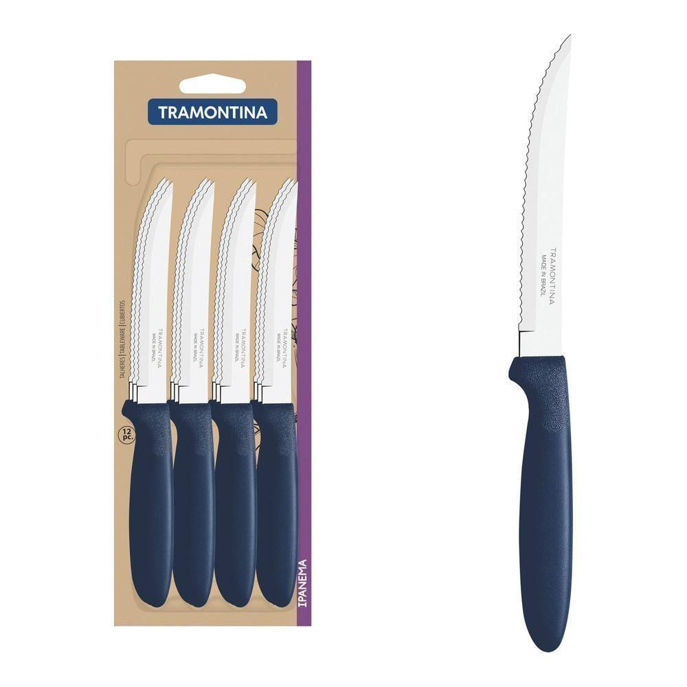 Conjunto De Facas Para Churrasco Ipanema Com Lâminas Em Aço Inox E Cabos De Polipropileno
