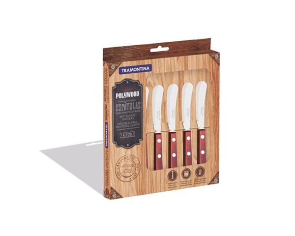 Encontraproduto.com.br - Conj. Espatulas Inox 6 Pçs Polywood Tramontina