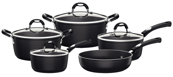 JOGO DE PANELAS ALUMINIO 5PC MONACO PRETO