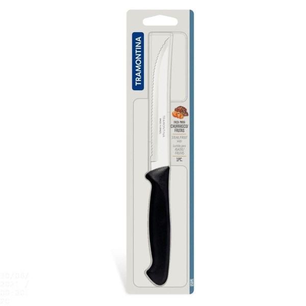 Encontraproduto.com.br - Faca Churrasco Frutas Tramontina Usual Inox Cabo Preto 5 Tramontina