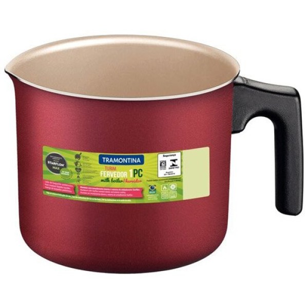 Encontraproduto.com.br - Fervedor Tramontina Turim Alumínio Antiaderente Starflon Max Vermelho 14 cm 1,7 L 20332/714