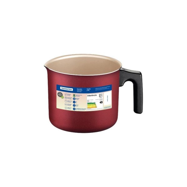 Encontraproduto.com.br - Fervedor Tramontina Turim Alumínio Antiaderente Starflon Max Vermelho 14 cm 1,7 L 20332/714