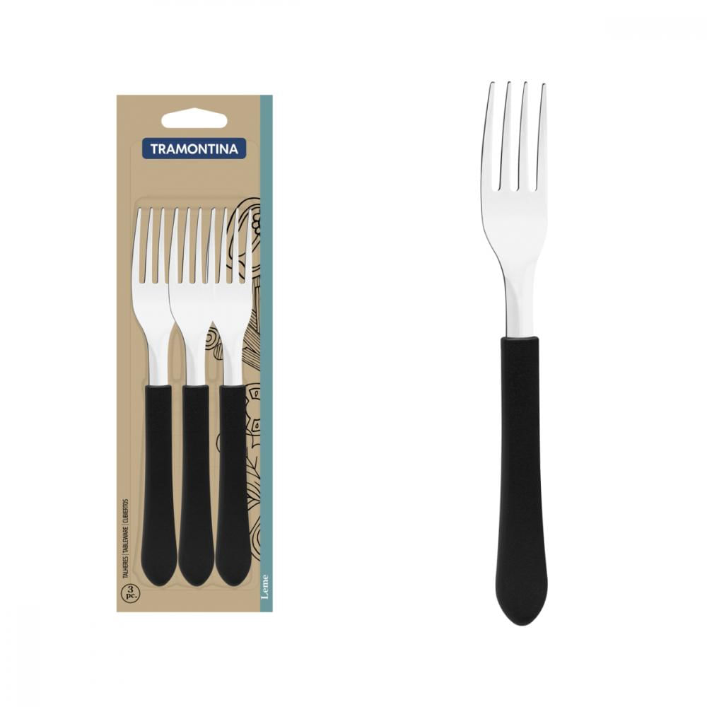 Encontraproduto.com.br - Garfo Tramontina Leme Mesa Preto Com 3 Unidades