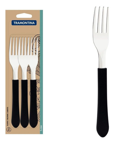 Encontraproduto.com.br - Garfo Tramontina Leme Mesa Preto Com 3 Unidades